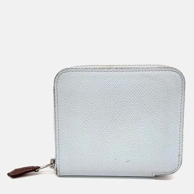 Pre-owned Hermes Blue Leather Silky Half Wallet