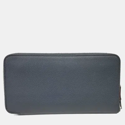Pre-owned Hermes Blue Leather Silkyin Long Wallet (w)