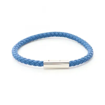 Pre-owned Hermes Blue Leather Stainless Steel Charm Bracelet () In Multi