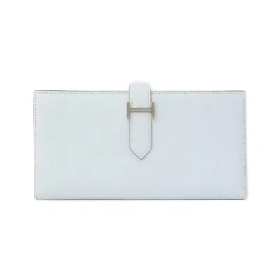 Pre-owned Hermes Blue Light Blue Chevre Leather Long Wallet (bi-fold) ()