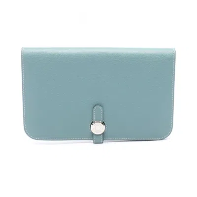 Pre-owned Hermes Blue Long Wallet (bi-fold) ()