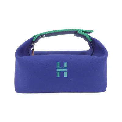 Pre-owned Hermes Blue Marine Blue Canvas Pouch () In Multi