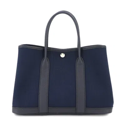 Pre-owned Hermes Blue Marine Navy Leather Tote Bag ()