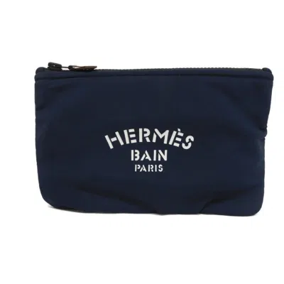 Pre-owned Hermes Blue Marine Navy Polyamide 80% Clutch Bag ()