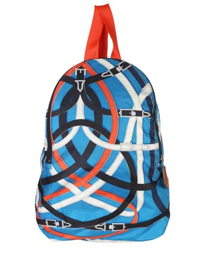 Pre-owned Hermes Hermès Blue; Multicolor Fabric Zanibar Cavalcadour Airsilk Backpack (authentic  Pre-loved)