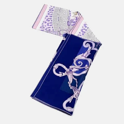 Pre-owned Hermes Blue Multicolor Silk Scarf