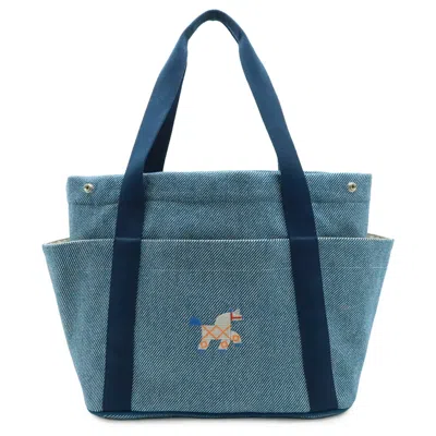 Pre-owned Hermes Blue Natural Wool Cotton Shoulder Bag Tote Bag ()