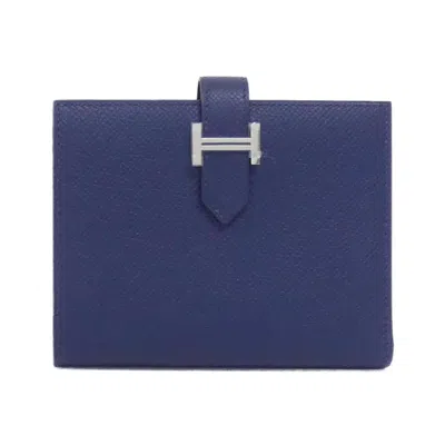 Pre-owned Hermes Blue Navy Epsom Leather Wallet (bi-fold) ()