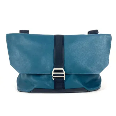 Pre-owned Hermes Blue Navy Leather Messenger Bag Shoulder Bag ()