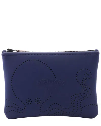Pre-owned Hermes Hermès Blue Neoprene Neobain Pm Pouch (authentic Pre-loved)