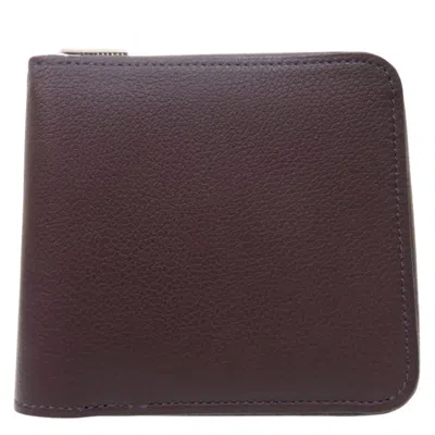 Pre-owned Hermes Blue Nuit Bordeaux Wallet (bi-fold) ()