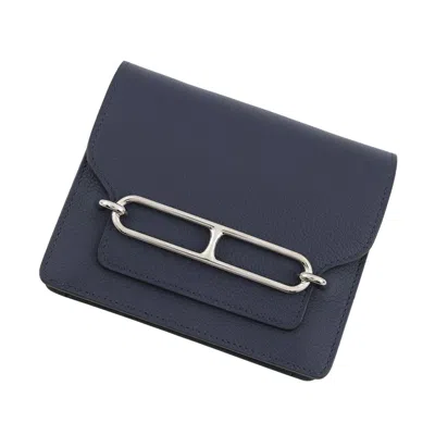 Pre-owned Hermes Blue Nuit Coin Purse/coin Case ()