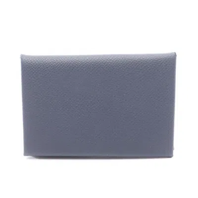 Pre-owned Hermes Blue Nuit Navy Leather Epsom Leather Coin Purse/coin Case ()
