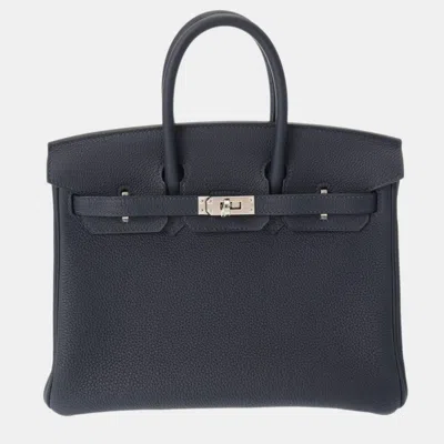 Pre-owned Hermes Blue Nuit Togo Birkin Handbag