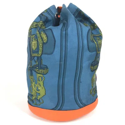 Pre-owned Hermes Blue Orange Silk Leather Shoulder Bag ()