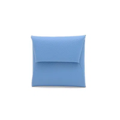 Pre-owned Hermes Blue Paradise Epsom Leather Coin Purse/coin Case ()
