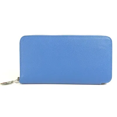 Pre-owned Hermes Blue Paradise Epsom Leather Long Wallet (bi-fold) ()