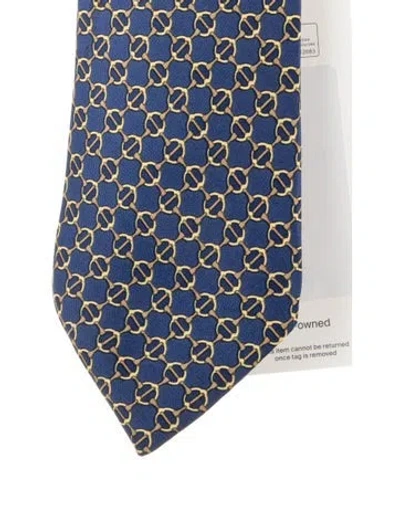 Pre-owned Hermes Blue Patterned Tie
