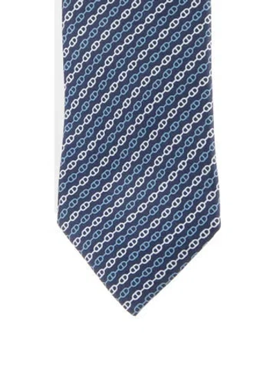 Pre-owned Hermes Blue Patterned Tie