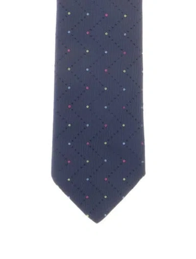 Pre-owned Hermes Blue, Pink, And Yellow Silk  Tie  W/tags