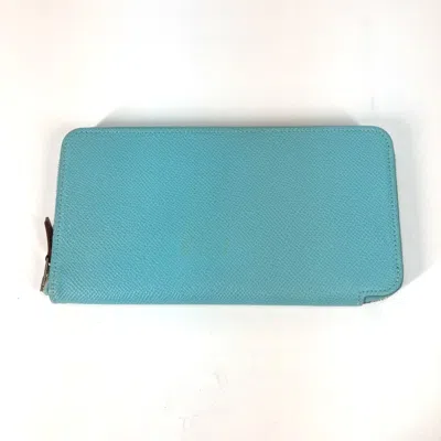 Pre-owned Hermes Blue Pink Epsom Leather Chain/shoulder Wallet () In Blue, Pink