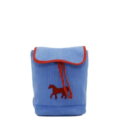 Pre-owned Hermes Blue Red Color Canvas Backpack ()