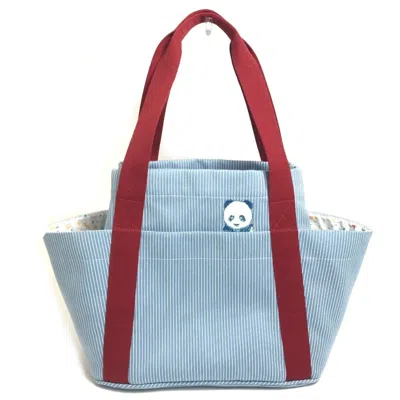 Pre-owned Hermes Blue Red Color Canvas Tote Bag () In Blue, Red Color