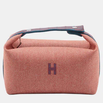 Pre-owned Hermes Blue Red Large Wool Bride A Brac H Natte Case