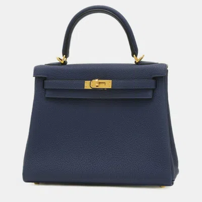 Pre-owned Hermes Blue Saphir Togo Kelly 25 Handbag