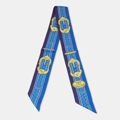 Pre-owned Hermes Hermès Blue Silk Bride De Cour Twilly