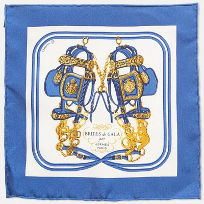 Pre-owned Hermes Hermès Blue Silk Brides De Gala Pocket Square