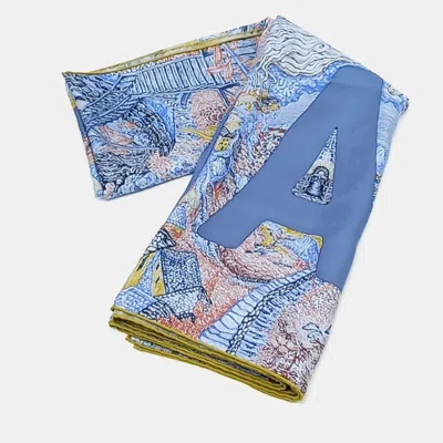 Pre-owned Hermes Blue Silk Scarf