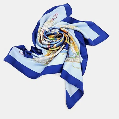 Pre-owned Hermes Blue Silk Scarf