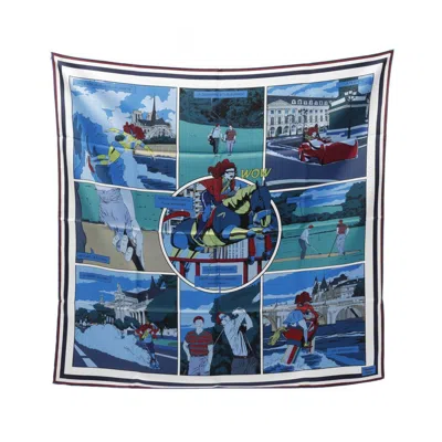Pre-owned Hermes Blue Silk Scarf () In Multi