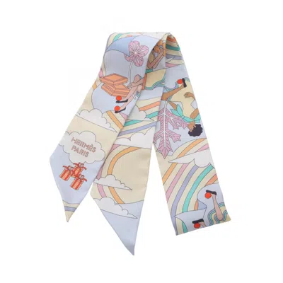 Pre-owned Hermes Blue Silk Scarf () In Multi