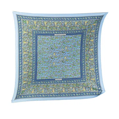 Pre-owned Hermes Blue Silk Scarf () In Multi