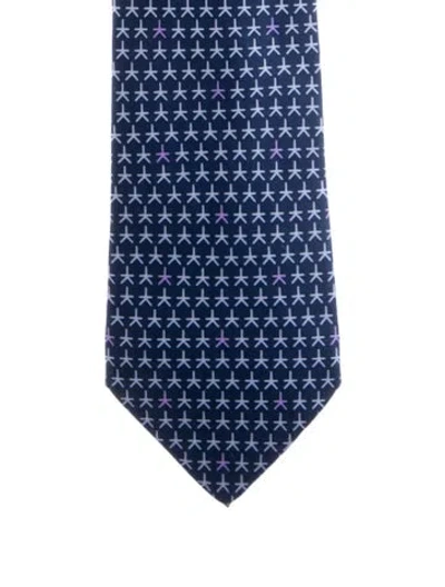 Pre-owned Hermes Blue Silk Tie