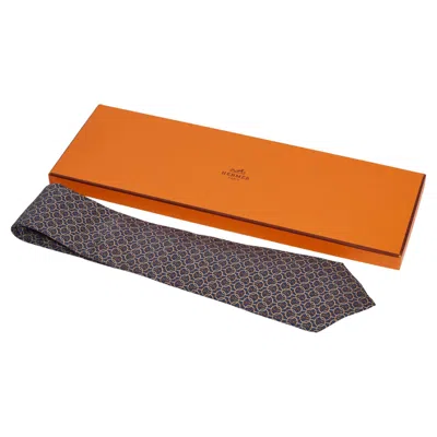 Pre-owned Hermes Blue Silk Tie Horse Pattern