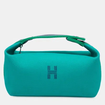 Pre-owned Hermes Blue Small Canvas Bride A Brac Case