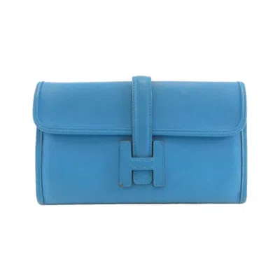 Pre-owned Hermes Blue Swift Leather Long Wallet (bi-fold) ()