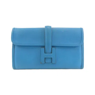 Pre-owned Hermes Blue Swift Leather Long Wallet (bi-fold) ()