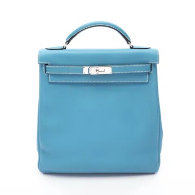 Pre-owned Hermes Blue Taurillon Clemence Leather Backpack Handbag ()