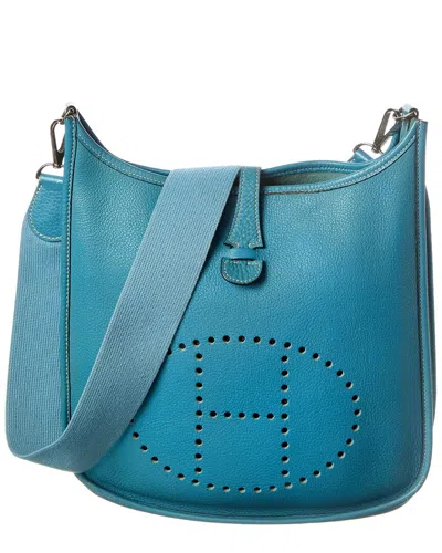 Pre-owned Hermes Hermès Blue Taurillon Clemence Leather Evelyne Ii (authentic Pre-loved)