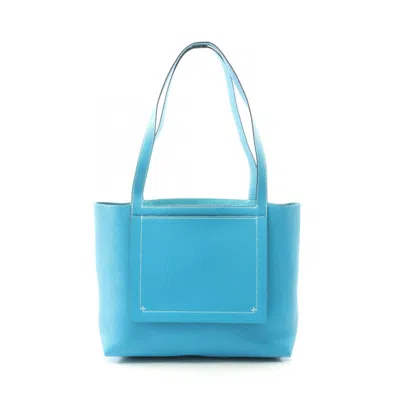 Pre-owned Hermes Blue Taurillon Clemence Leather Leather Tote Bag ()