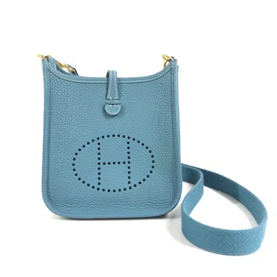 Pre-owned Hermes Blue Taurillon Clemence Leather Pochette Shoulder Bag ()