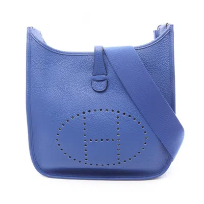 Pre-owned Hermes Blue Taurillon Clemence Leather Shoulder Bag ()