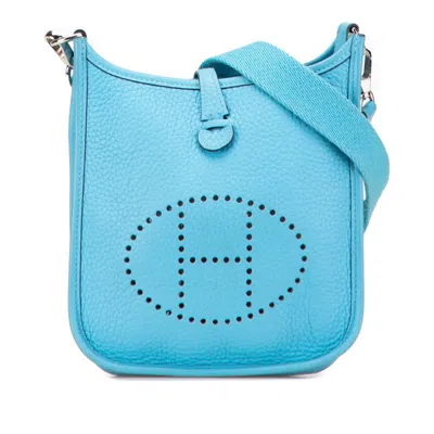 Pre-owned Hermes Blue Taurillon Clemence Leather Shoulder Bag ()