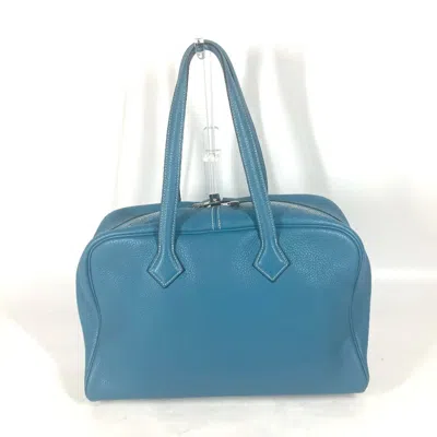 Pre-owned Hermes Blue Taurillon Clemence Leather Shoulder Bag Tote Bag ()