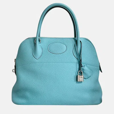 Pre-owned Hermes Blue Togo Leather Bolide 31 Bag