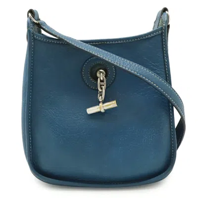 Pre-owned Hermes Blue Togo Leather Pochette Shoulder Bag ()